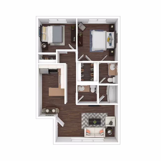 2 Bedroom/1.5 Bath 70 floor plan